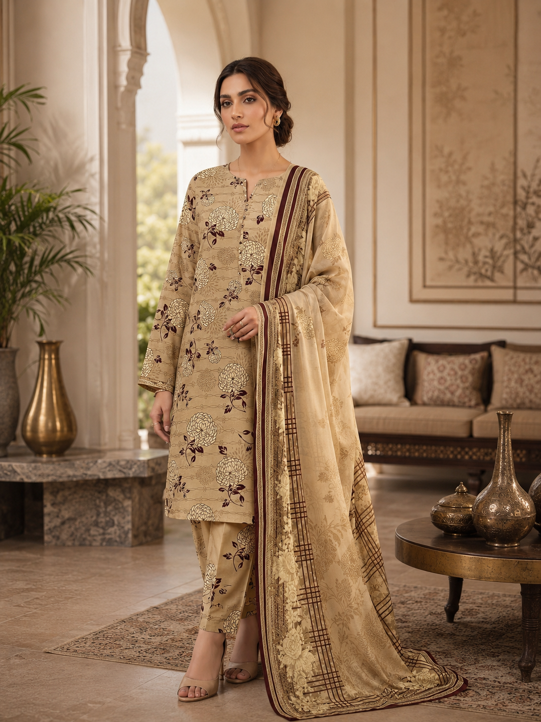 Swiss Lawn Unstitched 3 Piece Suit - A1702
