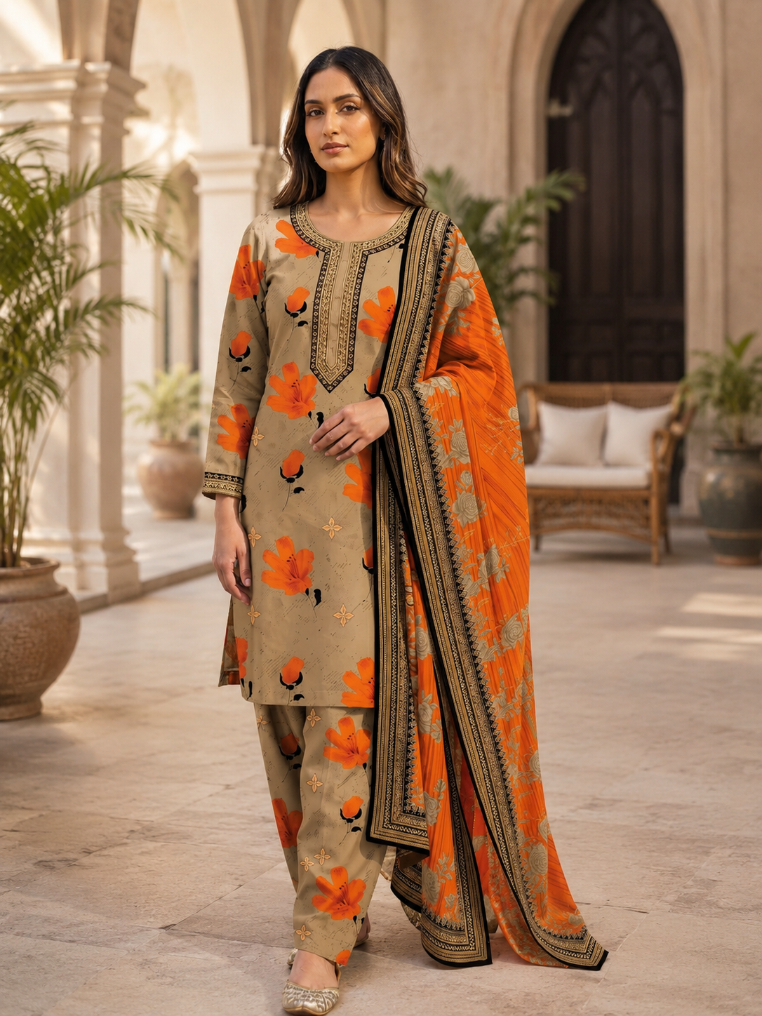 Swiss Lawn Unstitched 3 Piece Suit - A1703