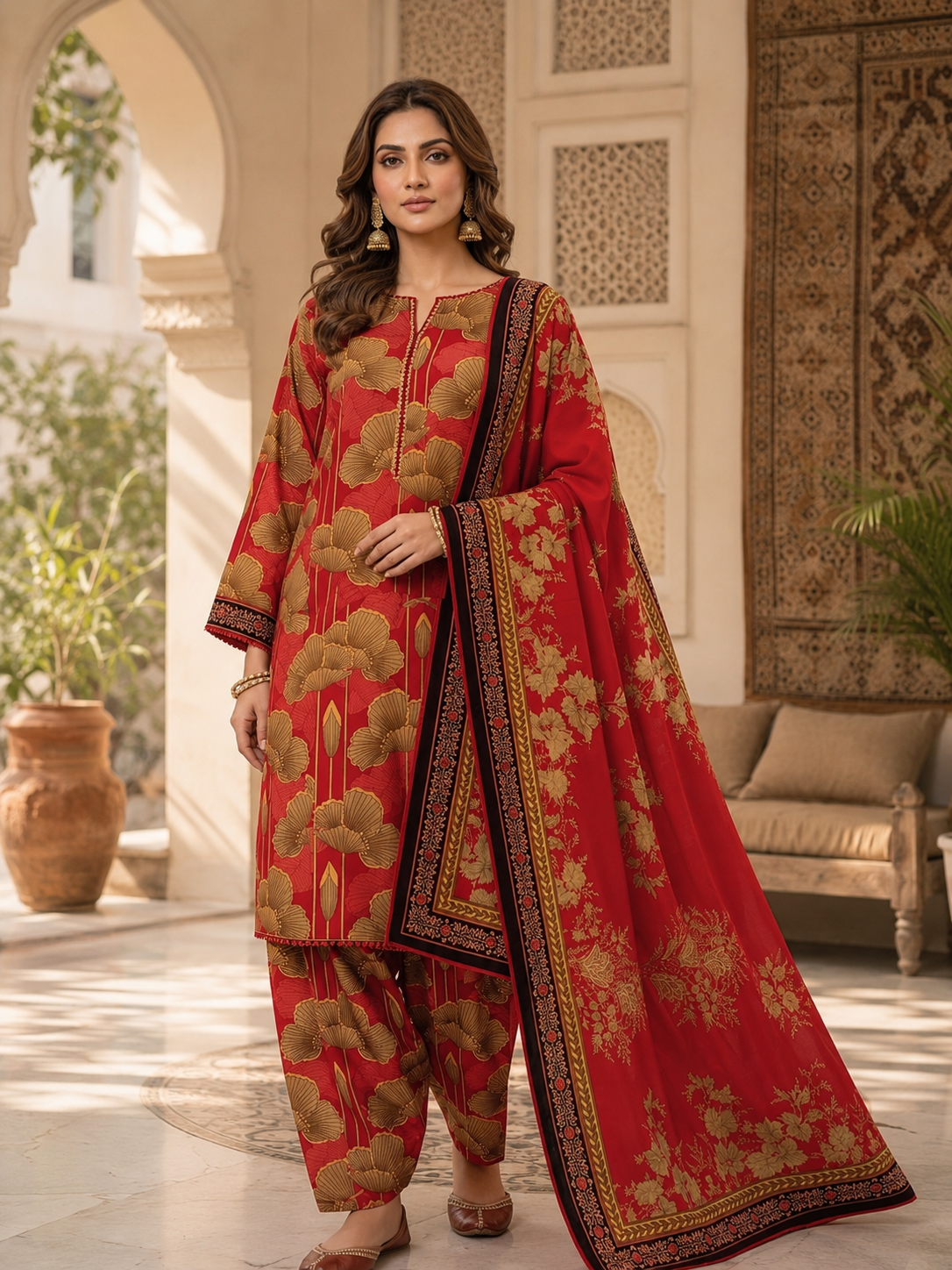 Swiss Lawn Unstitched 3 Piece Suit - A1705