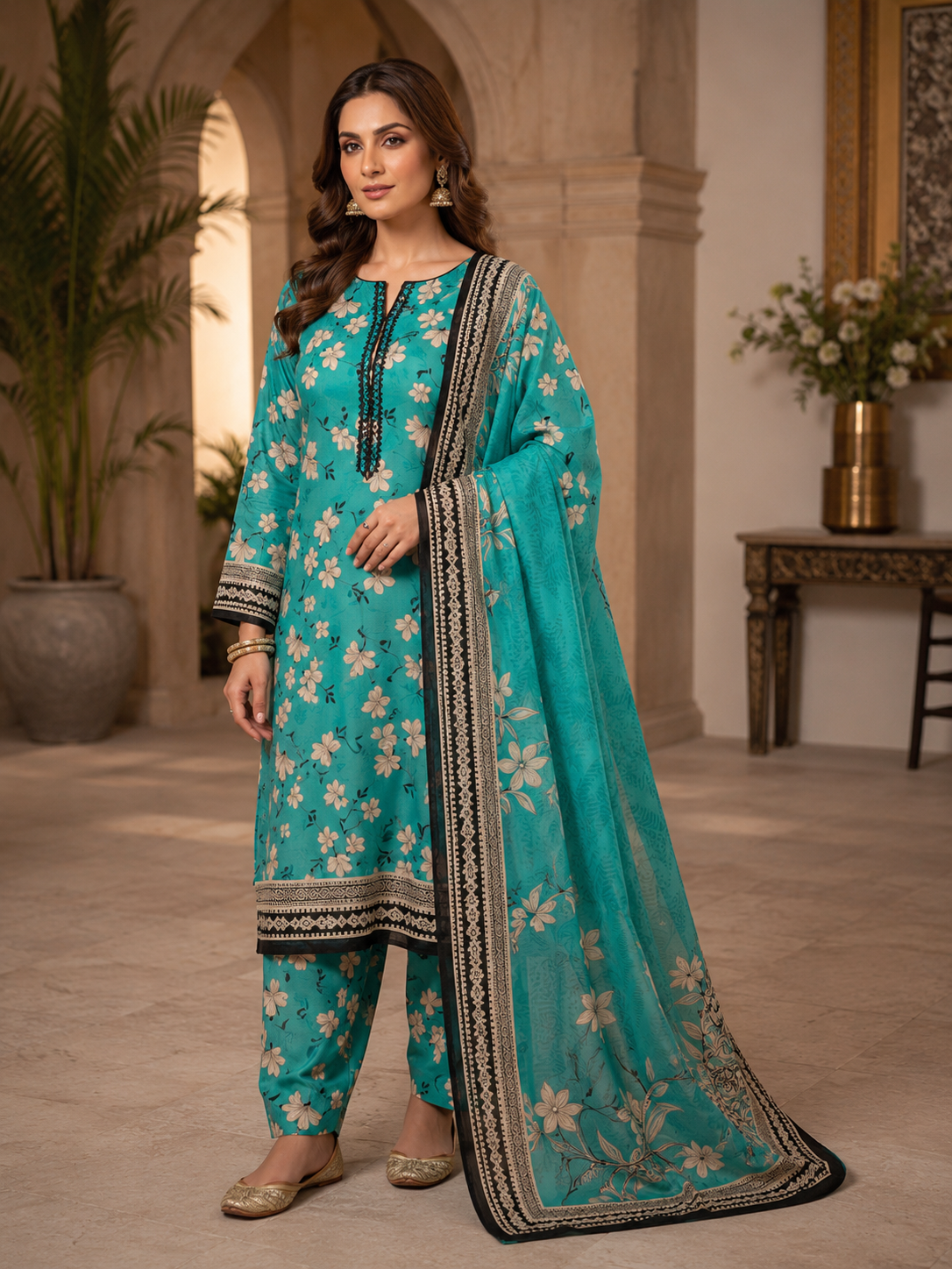Swiss Lawn Unstitched 3 Piece Suit - A1709