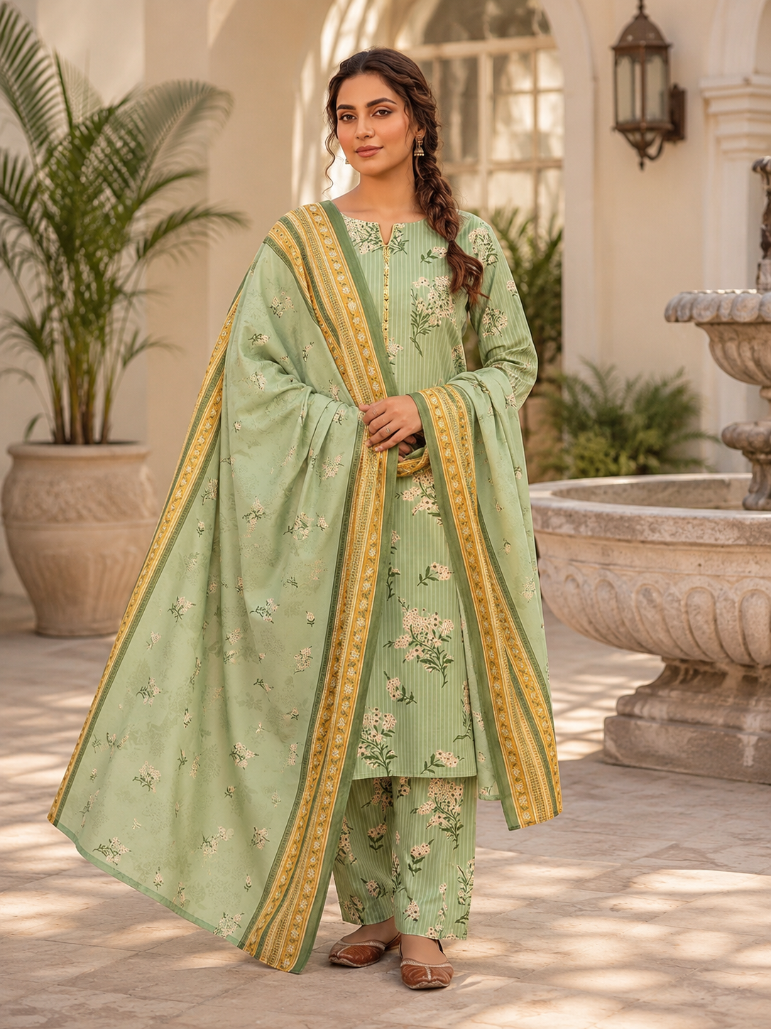 Swiss Lawn Unstitched 3 Piece Suit - A1711