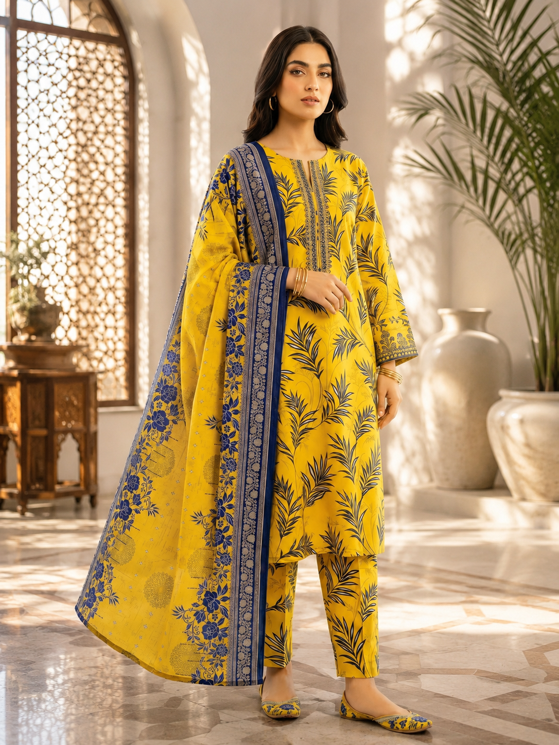 Swiss Lawn Unstitched 3 Piece Suit - A1712