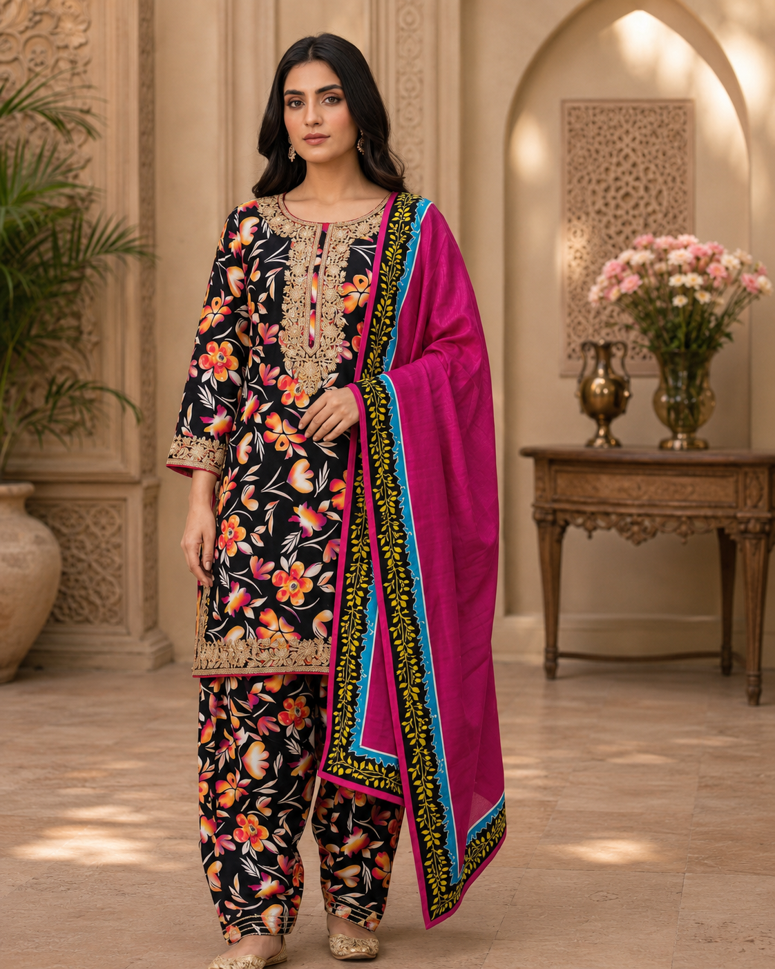 Swiss Lawn Unstitched 3 Piece Suit - A1714