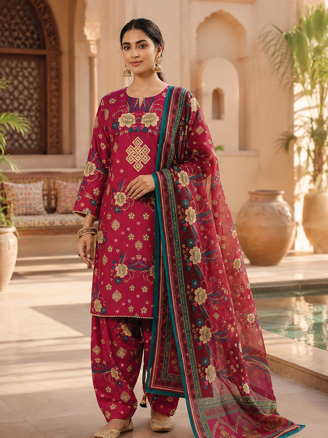 Swiss Lawn Unstitched 3 Piece Suit - A1716