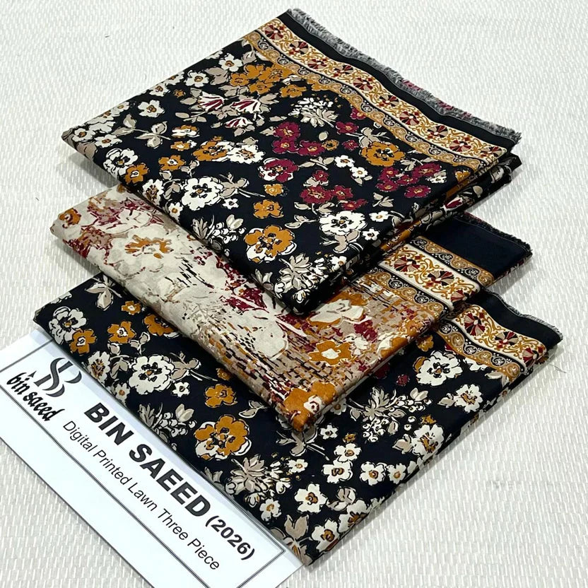 Bin Saeed Printed Lawn Unstitched 3 Piece Suit - K28