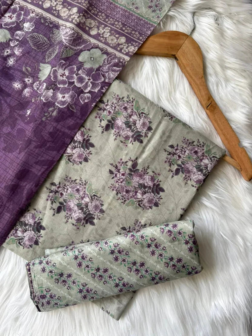 Bin Saeed Printed Lawn Unstitched 3 Piece Suit - K07