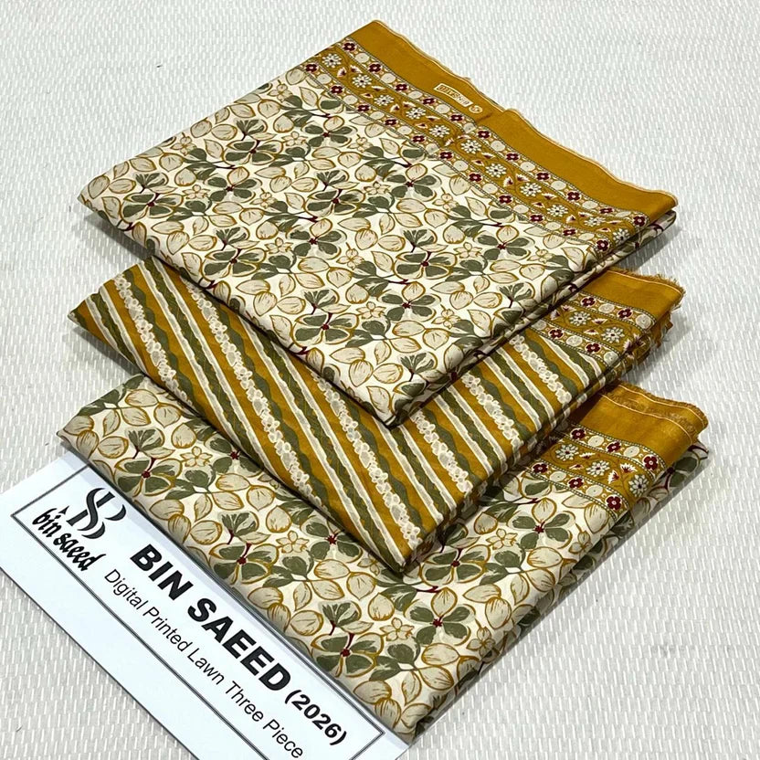 Bin Saeed Printed Lawn Unstitched 3 Piece Suit - K30