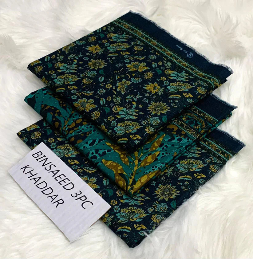BS KHADDAR UNSTITCHED 3PC SUIT - U12