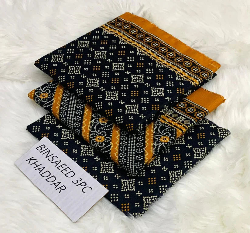 BS KHADDAR UNSTITCHED 3PC SUIT - U19