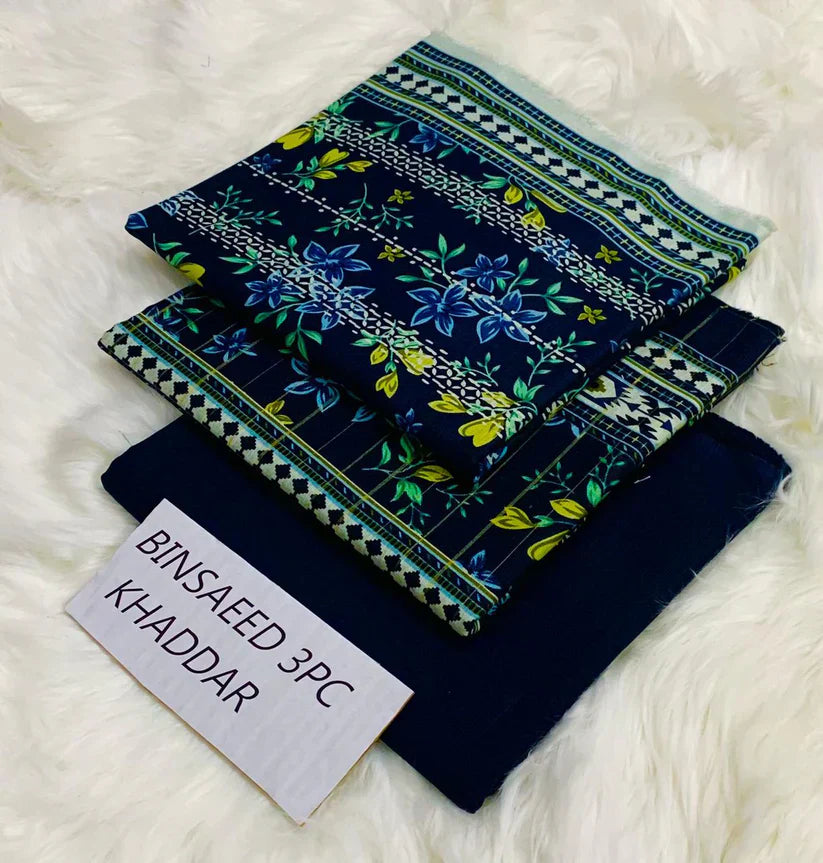 BS KHADDAR UNSTITCHED 3PC SUIT - U33
