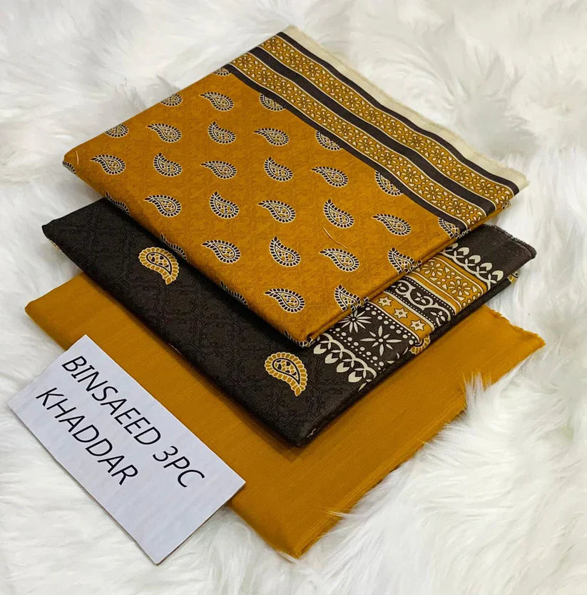 BS KHADDAR UNSTITCHED 3PC SUIT - U25