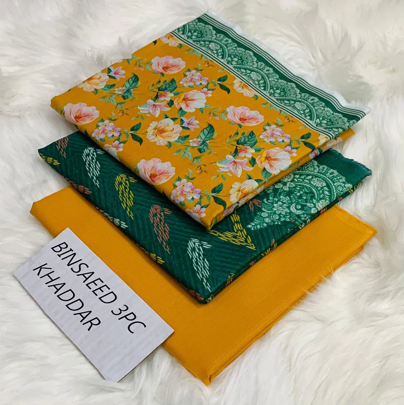 BS KHADDAR UNSTITCHED 3PC SUIT - U35