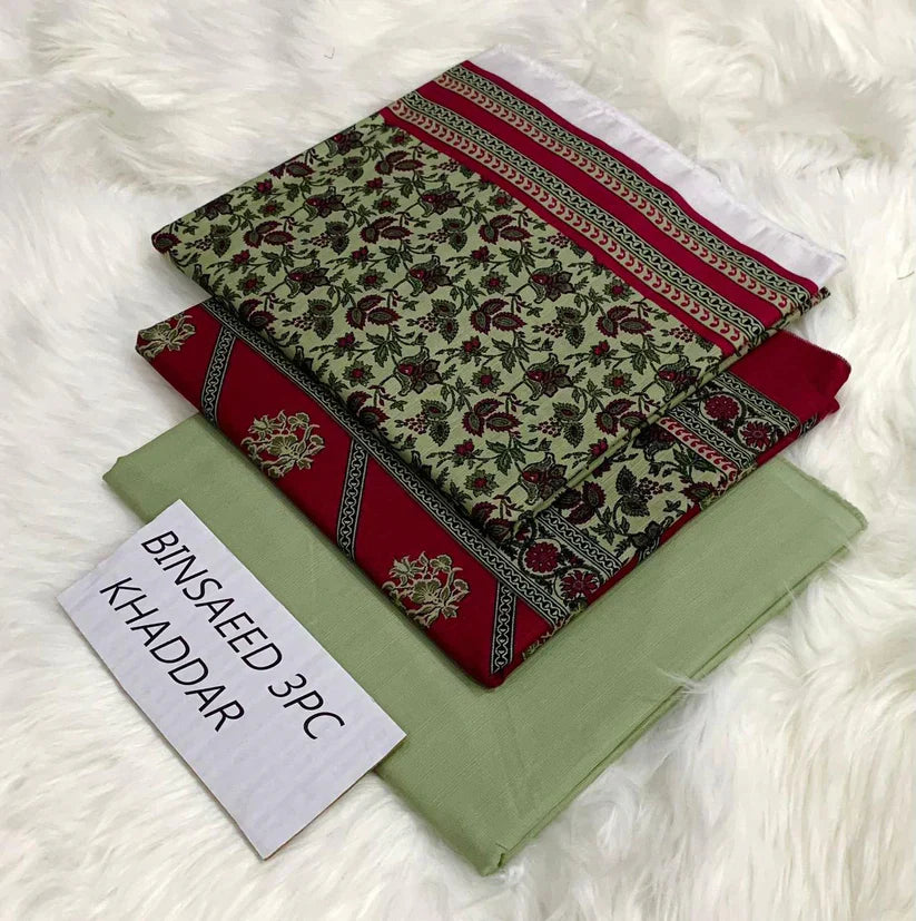 BS KHADDAR UNSTITCHED 3PC SUIT - U14