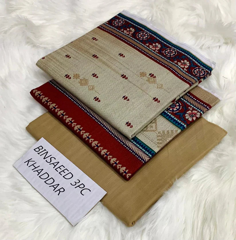 BS KHADDAR UNSTITCHED 3PC SUIT - U27