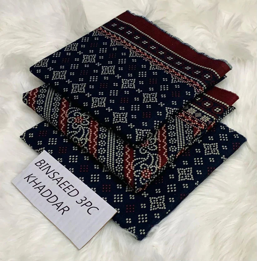 BS KHADDAR UNSTITCHED 3PC SUIT - U26