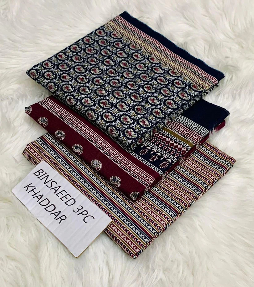 BS KHADDAR UNSTITCHED 3PC SUIT - U30