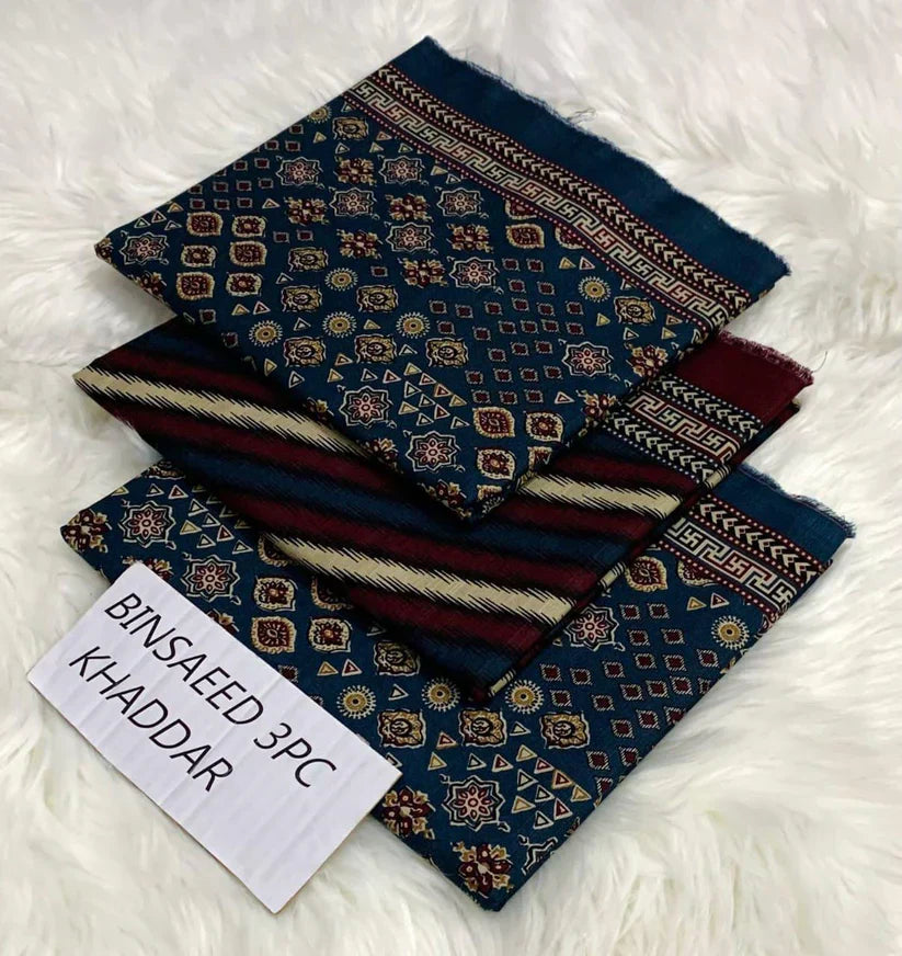 BS KHADDAR UNSTITCHED 3PC SUIT - U38