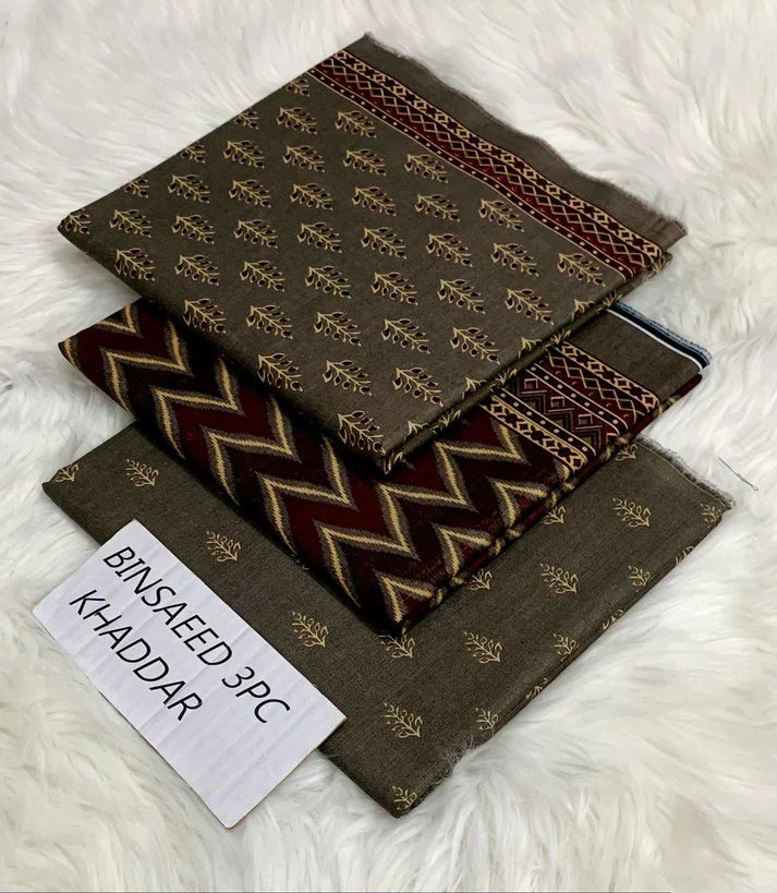BS KHADDAR UNSTITCHED 3PC SUIT - U09