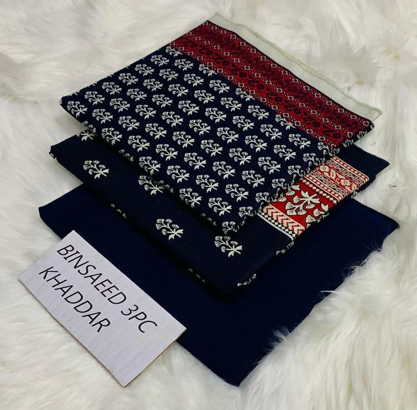 BS KHADDAR UNSTITCHED 3PC SUIT - U47