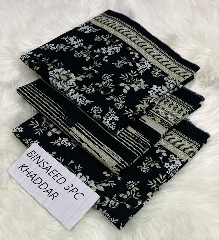 BS KHADDAR UNSTITCHED 3PC SUIT - U40