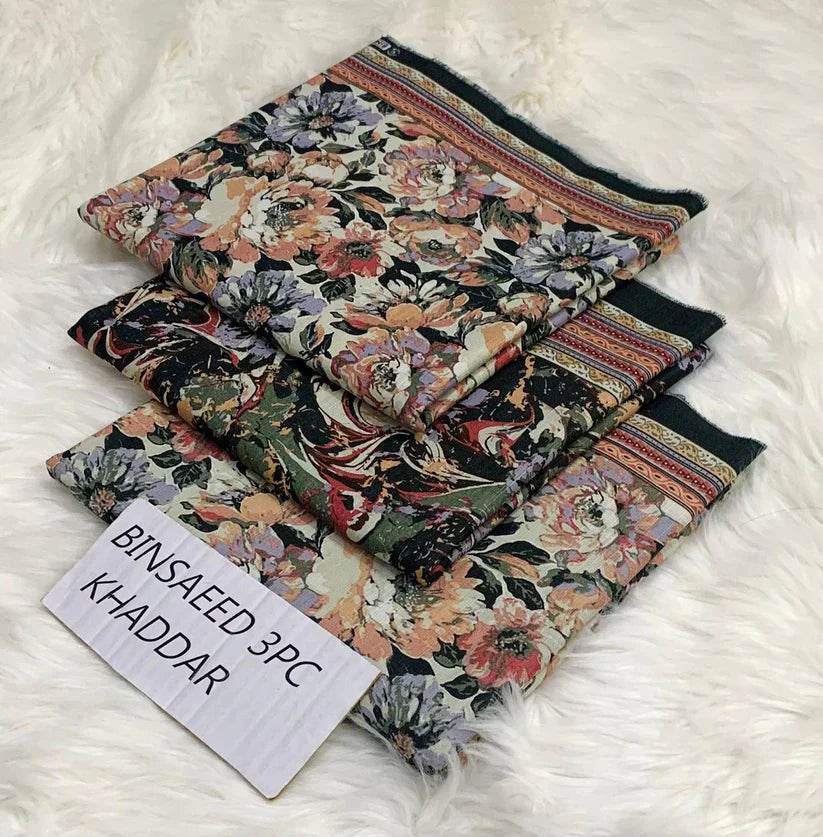 BS KHADDAR UNSTITCHED 3PC SUIT - U43