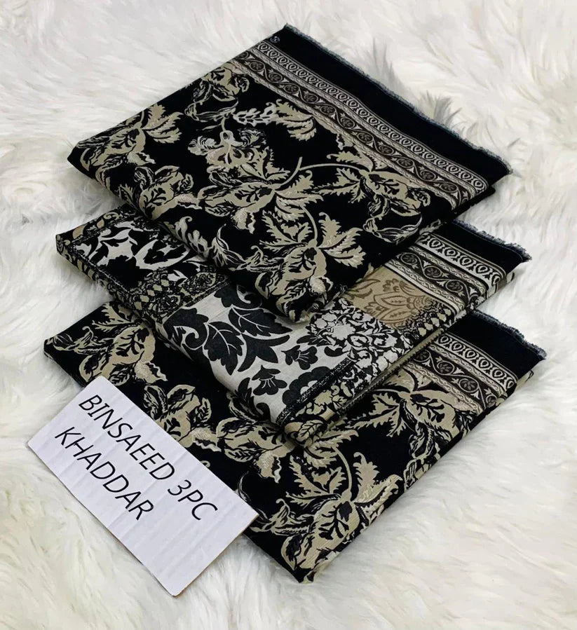 BS KHADDAR UNSTITCHED 3PC SUIT - U28