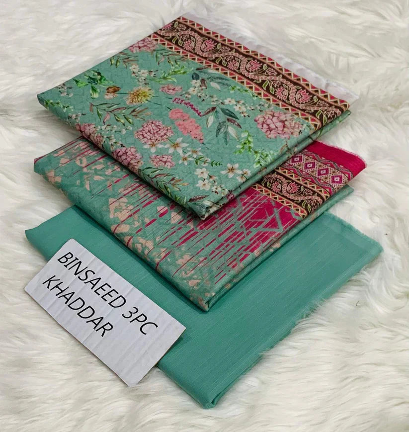 BS KHADDAR UNSTITCHED 3PC SUIT - U13