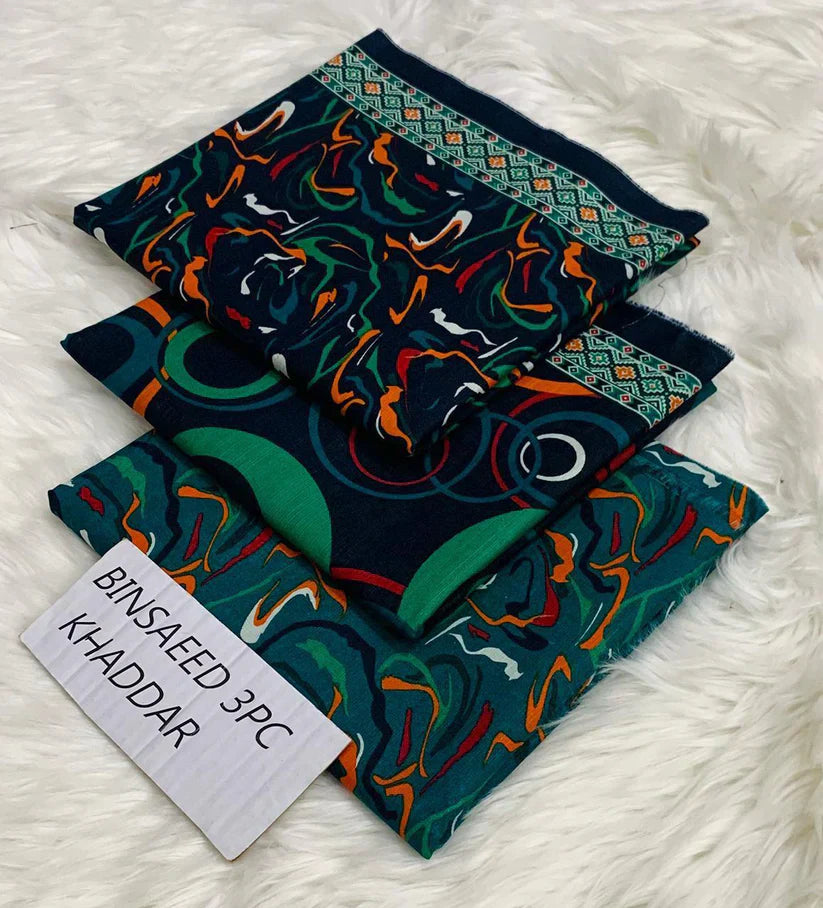 BS KHADDAR UNSTITCHED 3PC SUIT - U08