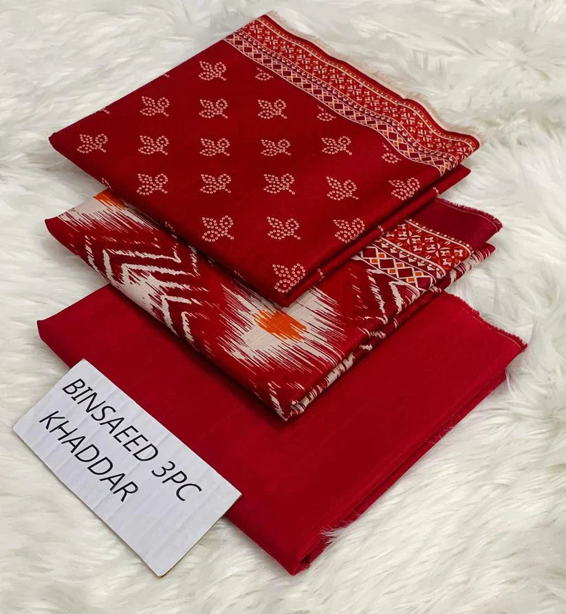BS KHADDAR UNSTITCHED 3PC SUIT - U01