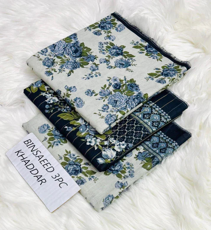 BS KHADDAR UNSTITCHED 3PC SUIT - U18