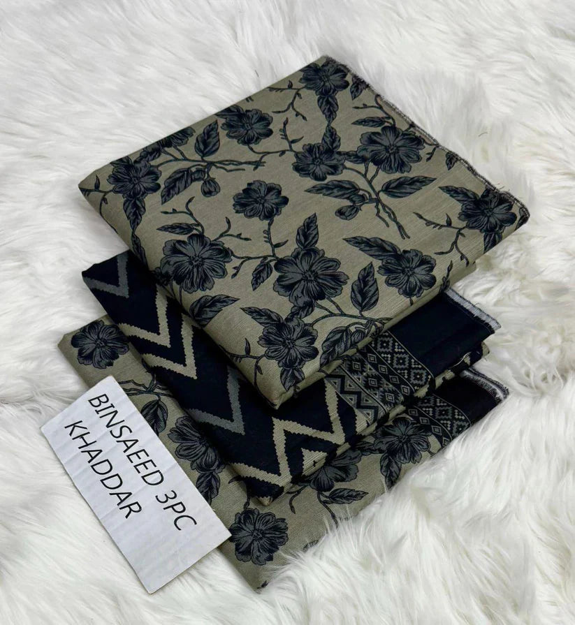 BS KHADDAR UNSTITCHED 3PC SUIT - U02