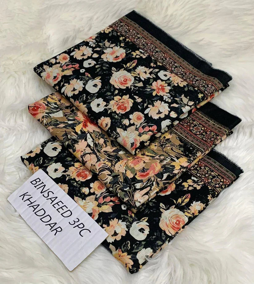 BS KHADDAR UNSTITCHED 3PC SUIT - U17