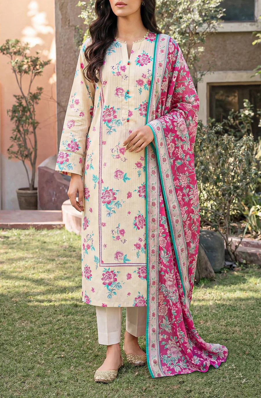 3 Piece Lawn Printed UnStitched Suit - L66